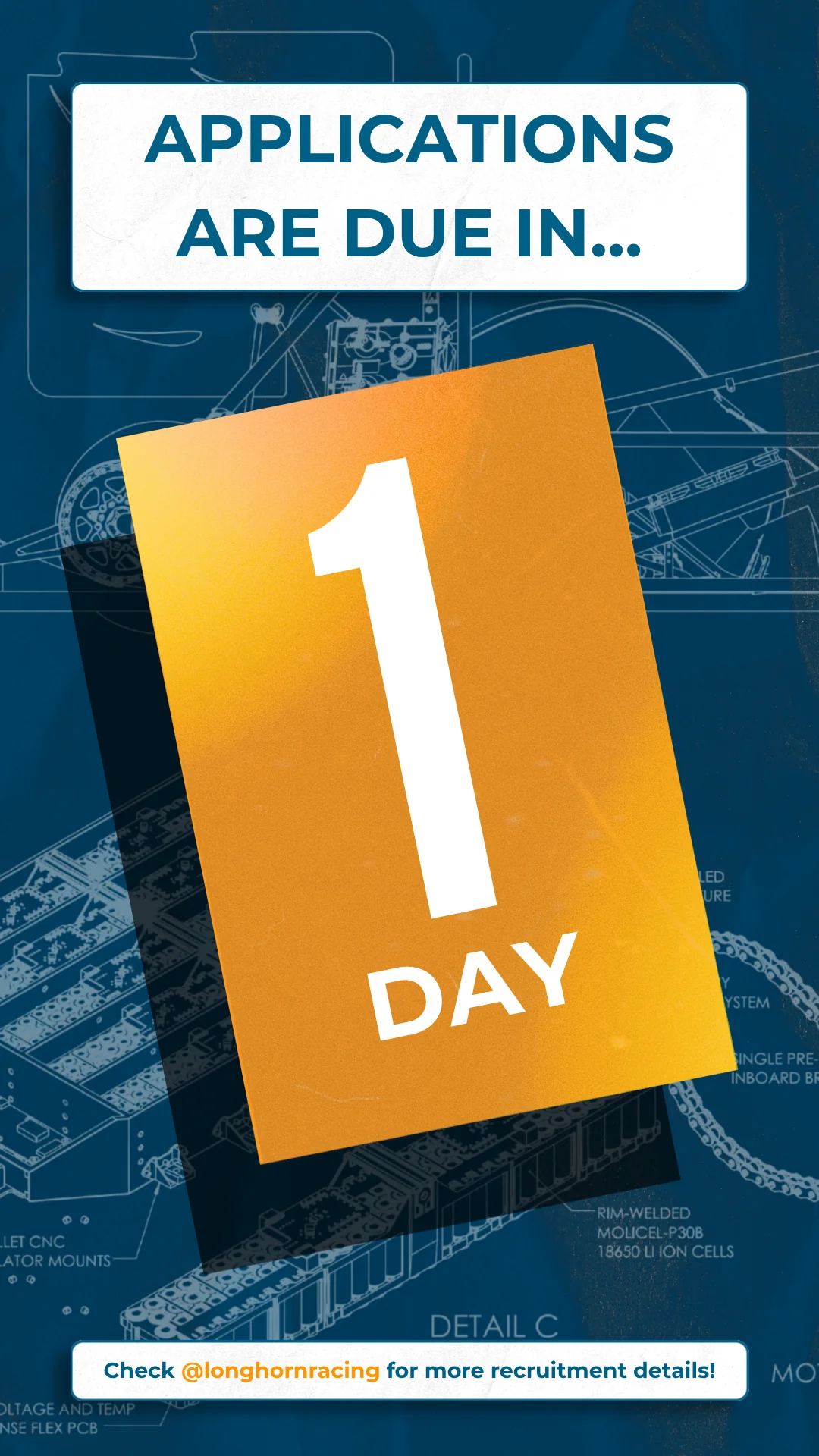 Applications due in 1 day countdown story post